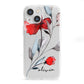 Personalised Red Roses Floral Name iPhone 13 Mini Clear Bumper Case