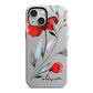 Personalised Red Roses Floral Name iPhone 13 Mini Full Wrap 3D Tough Case