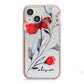 Personalised Red Roses Floral Name iPhone 13 Mini TPU Impact Case with Pink Edges