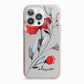 Personalised Red Roses Floral Name iPhone 13 Pro TPU Impact Case with Pink Edges