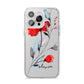 Personalised Red Roses Floral Name iPhone 14 Pro Max Clear Tough Case Silver