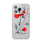 Personalised Red Roses Floral Name iPhone 14 Pro Max Glitter Tough Case Silver