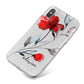 Personalised Red Roses Floral Name iPhone X Bumper Case on Silver iPhone