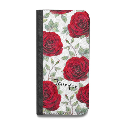 Personalised Red Roses Vegan Leather Flip Samsung Case