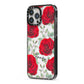 Personalised Red Roses iPhone 13 Pro Max Black Impact Case Side Angle on Silver phone