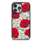 Personalised Red Roses iPhone 14 Pro Max Black Impact Case on Silver phone