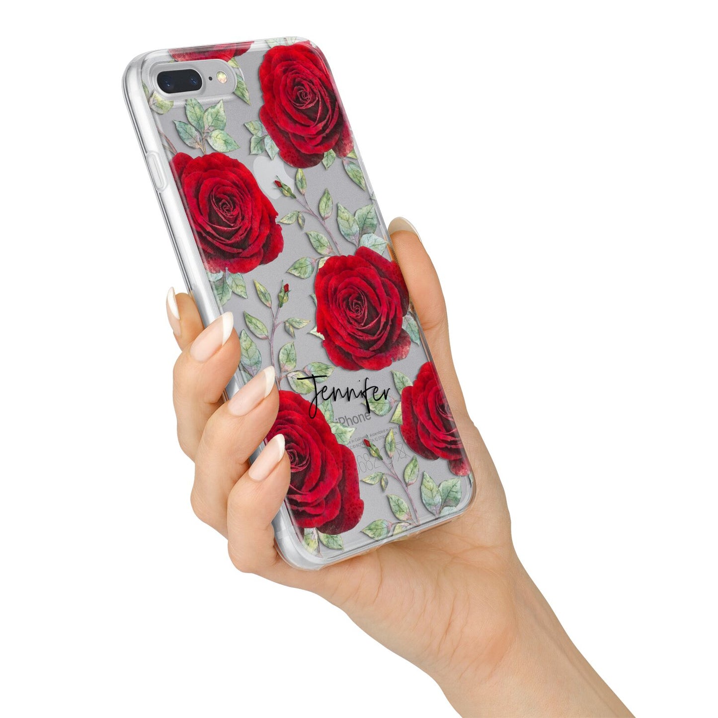 Personalised Red Roses iPhone 7 Plus Bumper Case on Silver iPhone Alternative Image