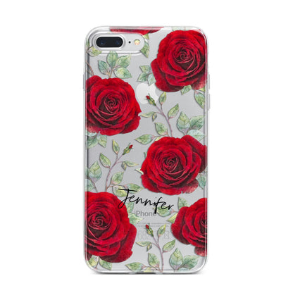 Personalised Red Roses iPhone 7 Plus Bumper Case on Silver iPhone
