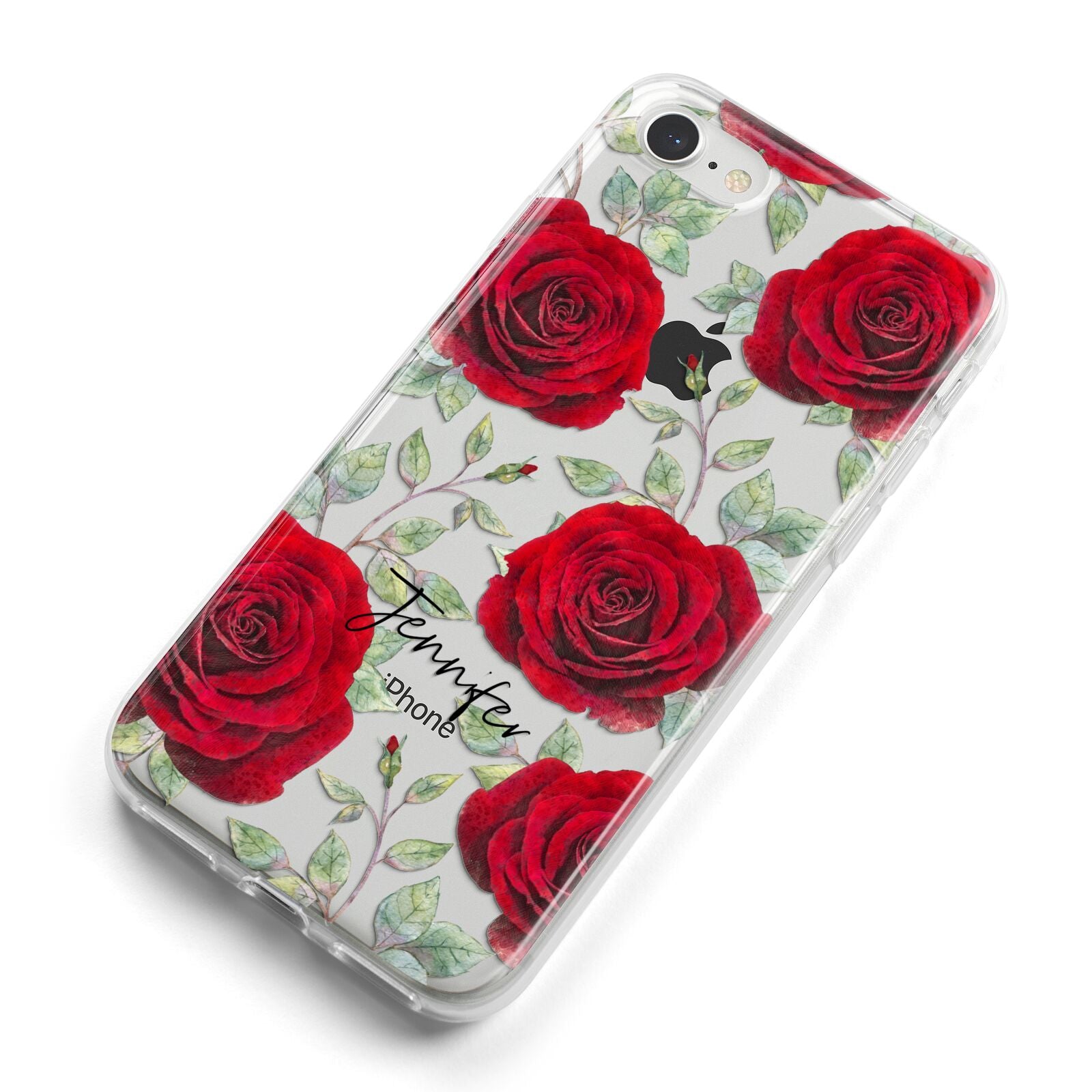 Personalised Red Roses iPhone 8 Bumper Case on Silver iPhone Alternative Image