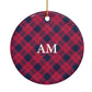 Personalised Red Tartan Circle Decoration Back Image