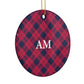 Personalised Red Tartan Circle Decoration Side Angle
