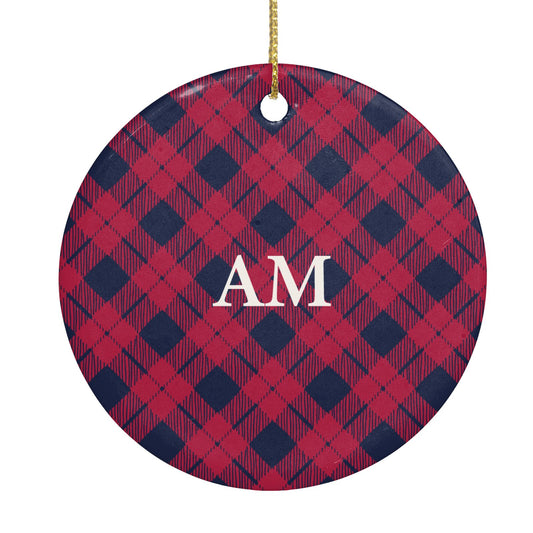 Personalised Red Tartan Circle Decoration