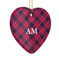 Personalised Red Tartan Heart Decoration Side Angle