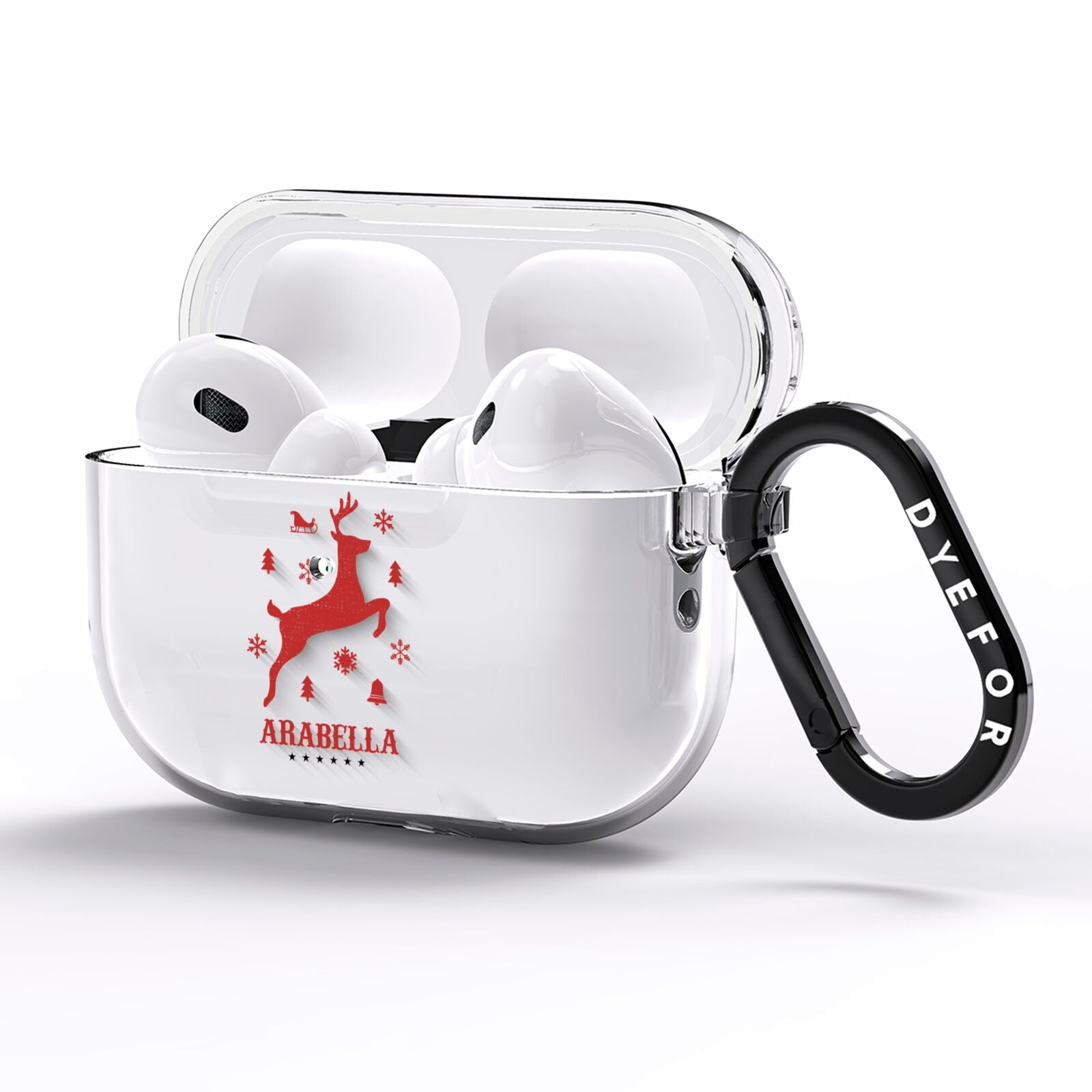 Personalised Reindeer AirPods Pro Clear Case Side Image