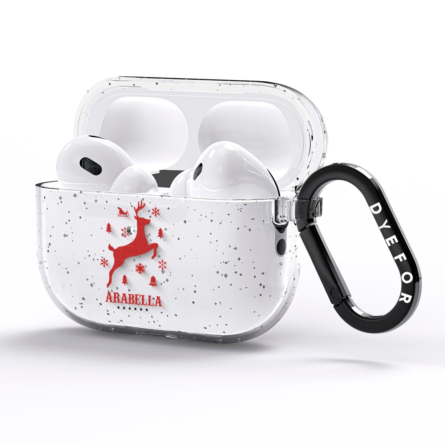 Personalised Reindeer AirPods Pro Glitter Case Side Image