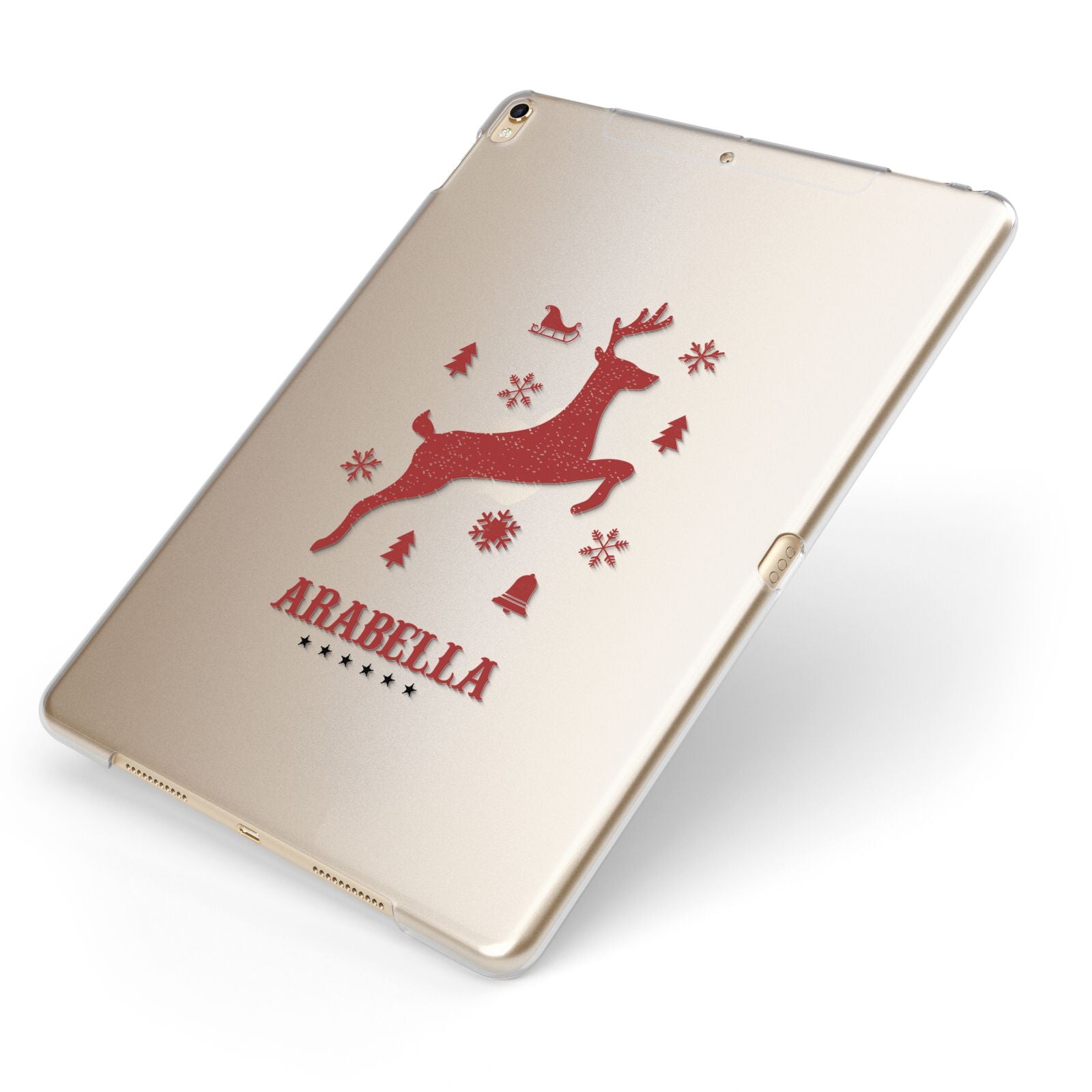 Personalised Reindeer Apple iPad Case on Gold iPad Side View
