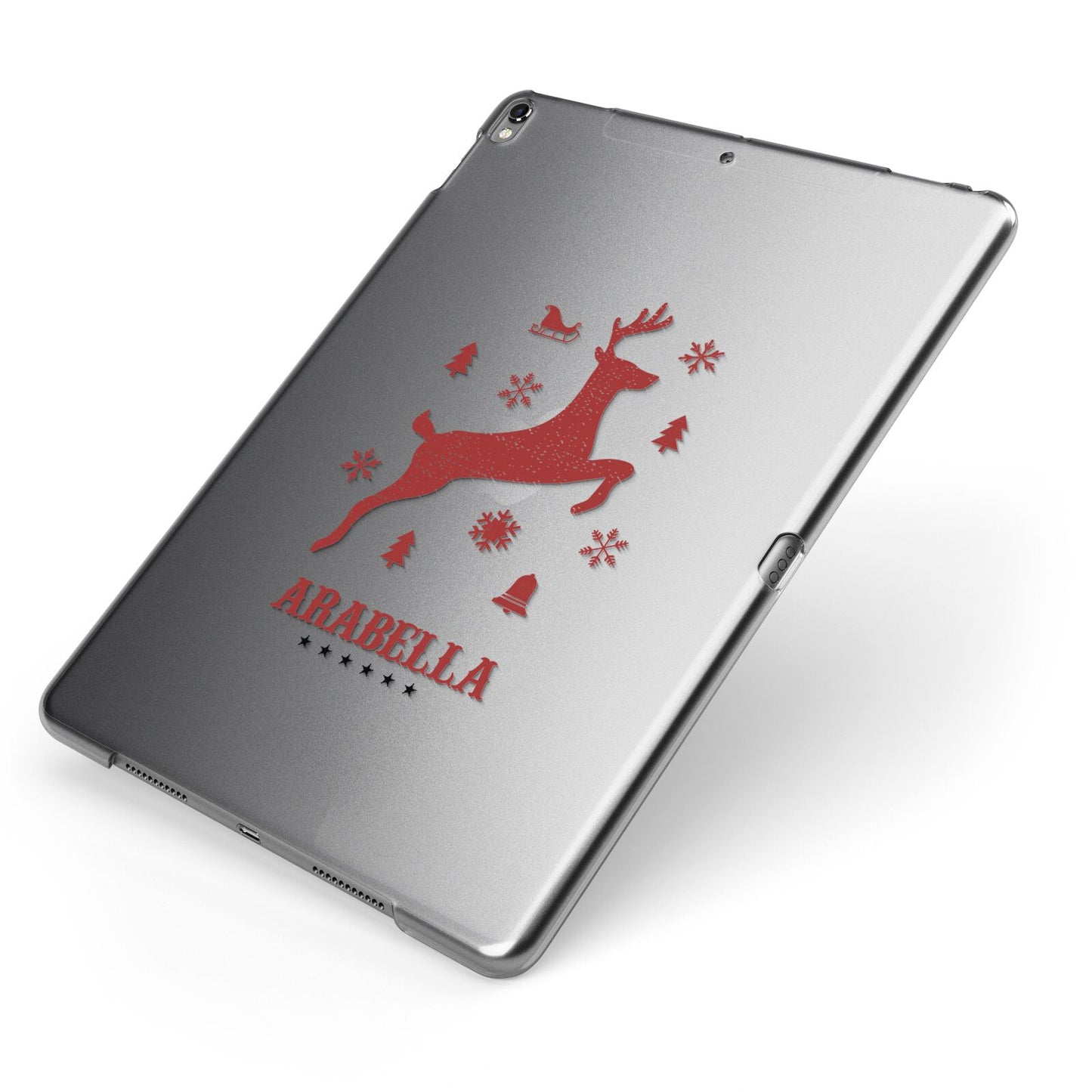 Personalised Reindeer Apple iPad Case on Grey iPad Side View