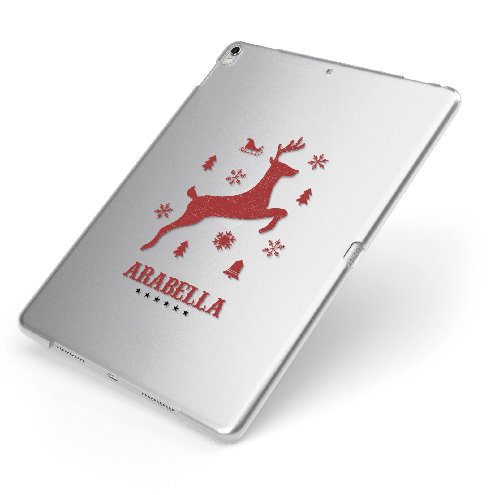 Personalised Reindeer Apple iPad Case on Silver iPad Side View