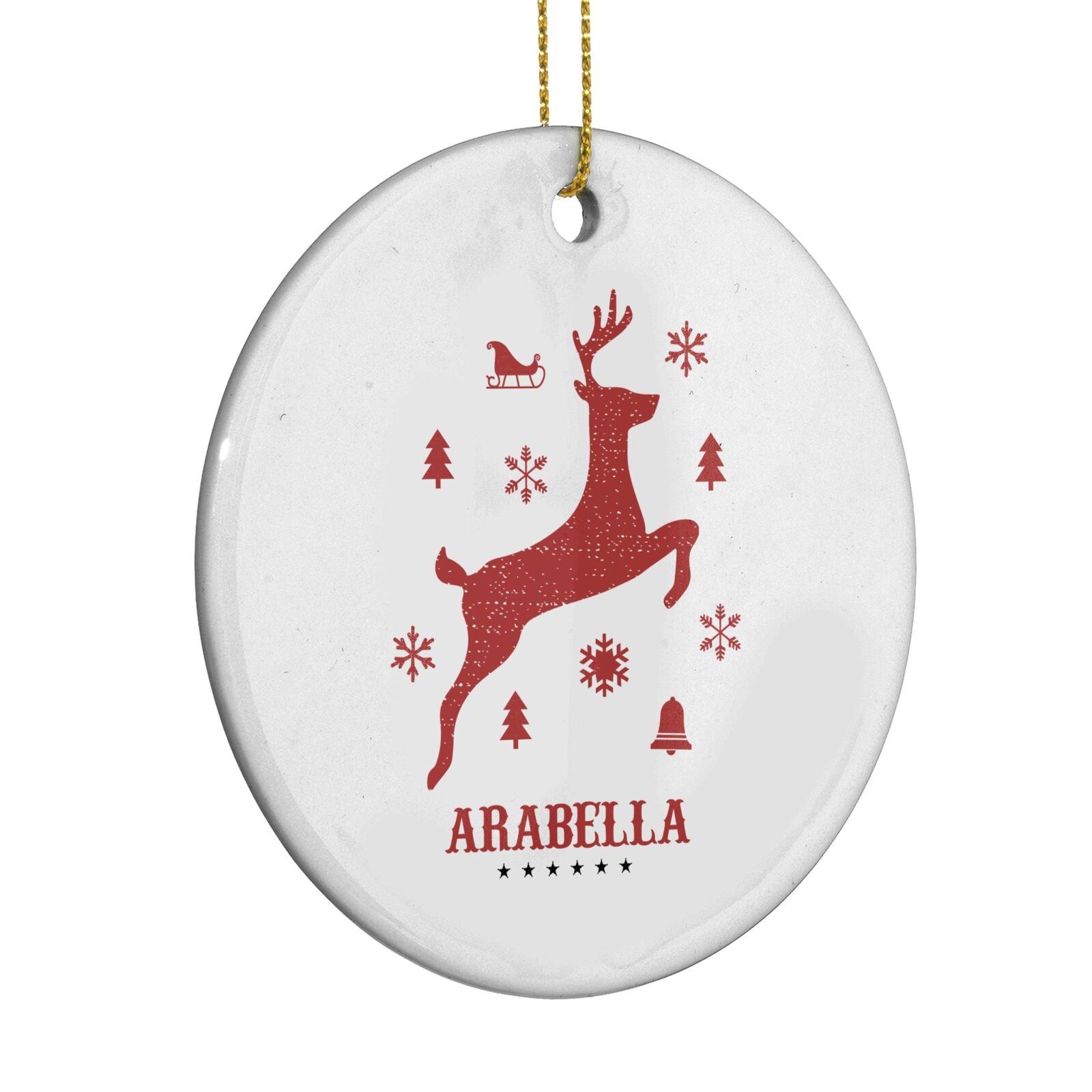 Personalised Reindeer Circle Decoration Side Angle