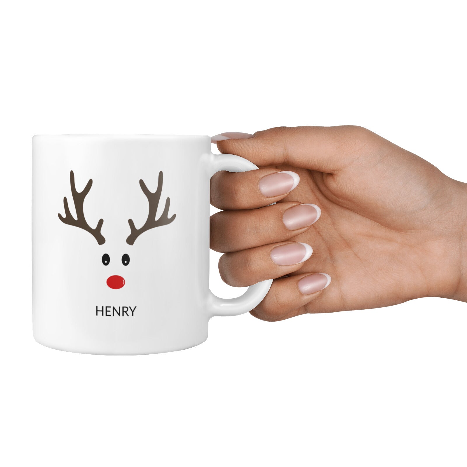 Personalised Reindeer Face 10oz Mug Alternative Image 4
