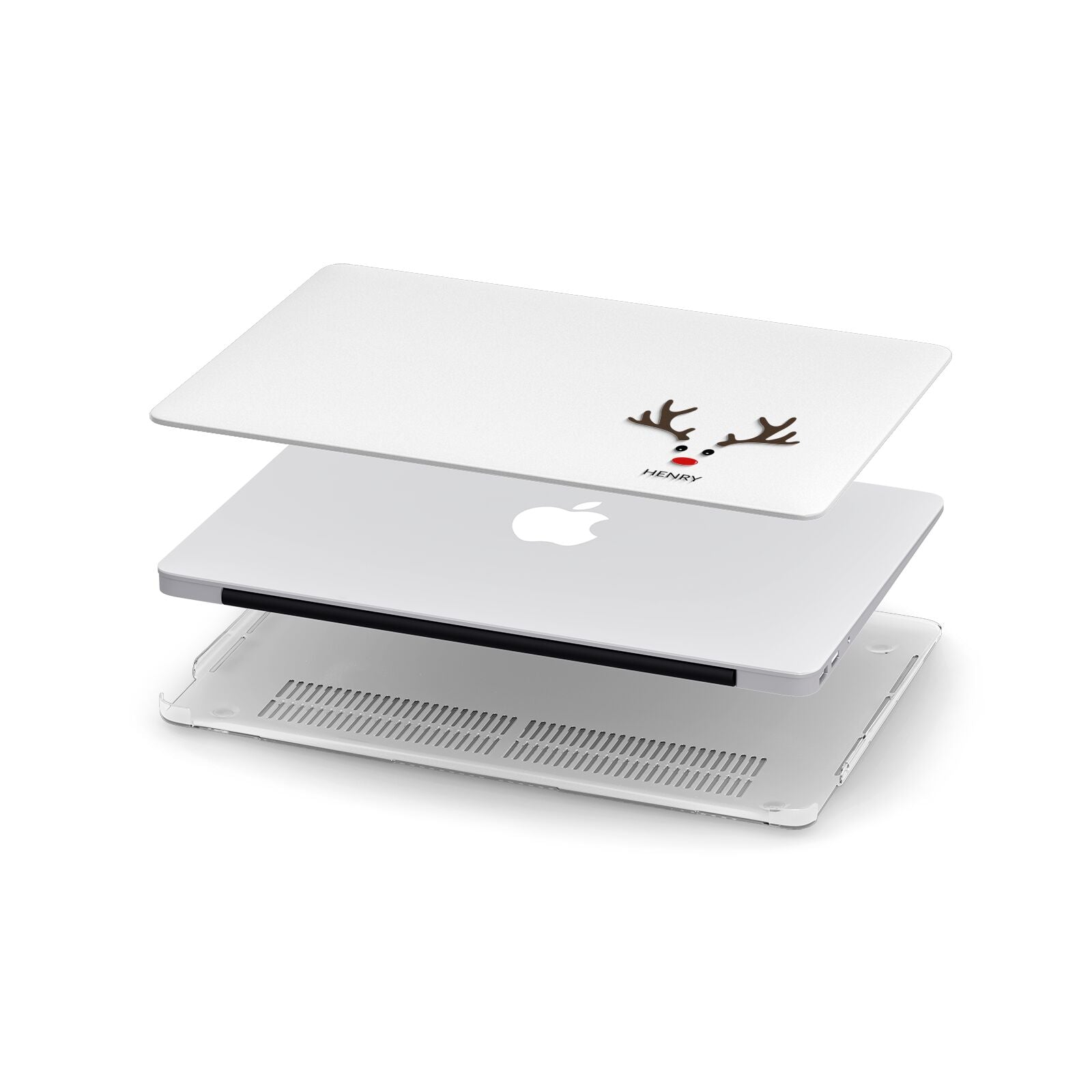 Personalised Reindeer Face Apple MacBook Case in Detail