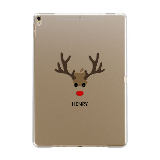 Personalised Reindeer Face Apple iPad Gold Case