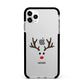 Personalised Reindeer Face Apple iPhone 11 Pro Max in Silver with Black Impact Case