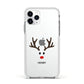 Personalised Reindeer Face Apple iPhone 11 Pro in Silver with White Impact Case