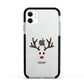 Personalised Reindeer Face Apple iPhone 11 in White with Black Impact Case