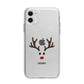 Personalised Reindeer Face Apple iPhone 11 in White with Bumper Case