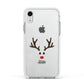Personalised Reindeer Face Apple iPhone XR Impact Case White Edge on Silver Phone