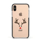 Personalised Reindeer Face Apple iPhone Xs Impact Case Black Edge on Gold Phone