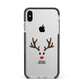 Personalised Reindeer Face Apple iPhone Xs Max Impact Case Black Edge on Silver Phone