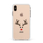 Personalised Reindeer Face Apple iPhone Xs Max Impact Case White Edge on Gold Phone