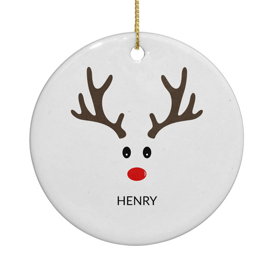 Personalised Reindeer Face Circle Decoration