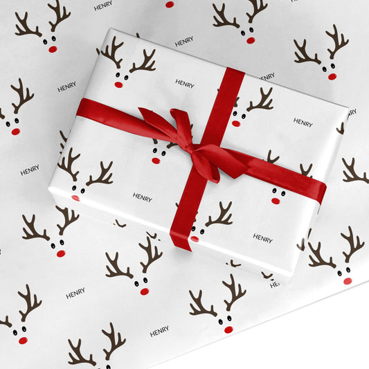 Personalised Reindeer Face Custom Wrapping Paper