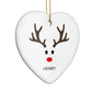 Personalised Reindeer Face Heart Decoration Side Angle