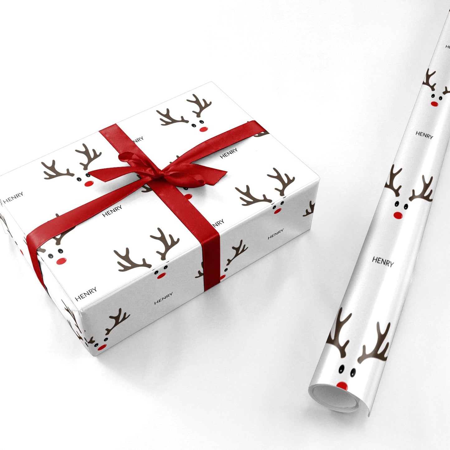 Personalised Reindeer Face Personalised Wrapping Paper