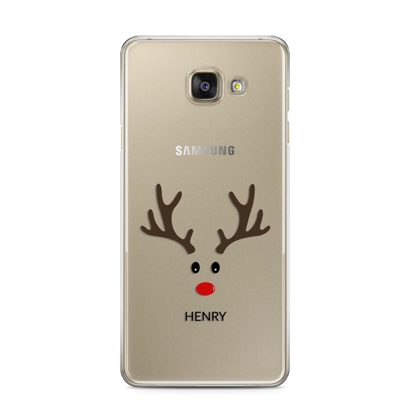 Personalised Reindeer Face Samsung Galaxy A3 2016 Case on gold phone