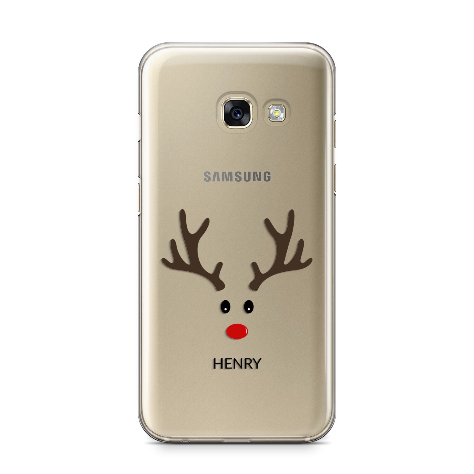 Personalised Reindeer Face Samsung Galaxy A3 2017 Case on gold phone