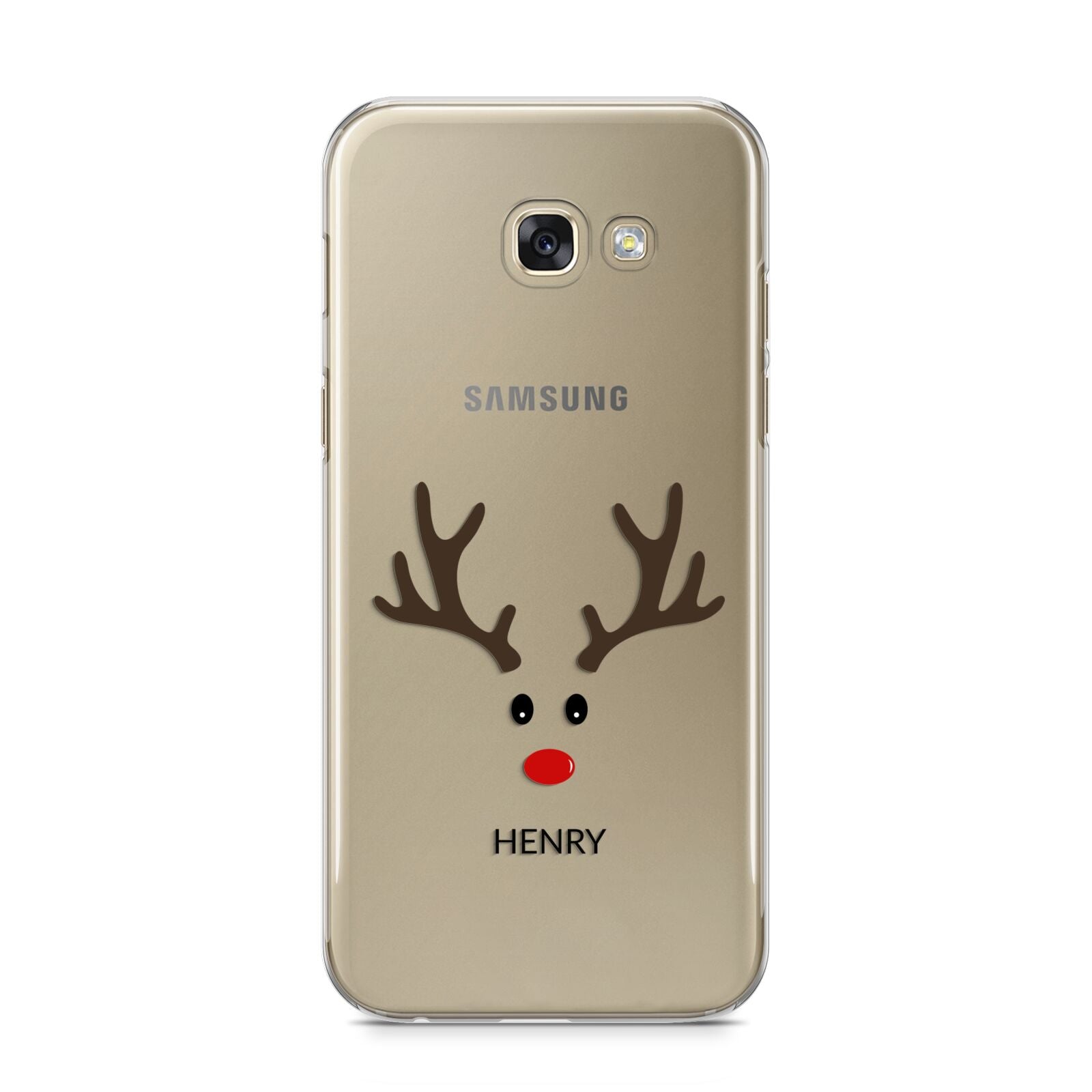 Personalised Reindeer Face Samsung Galaxy A5 2017 Case on gold phone