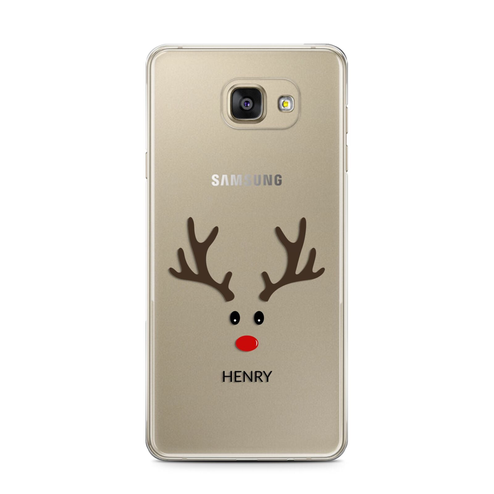 Personalised Reindeer Face Samsung Galaxy A7 2016 Case on gold phone