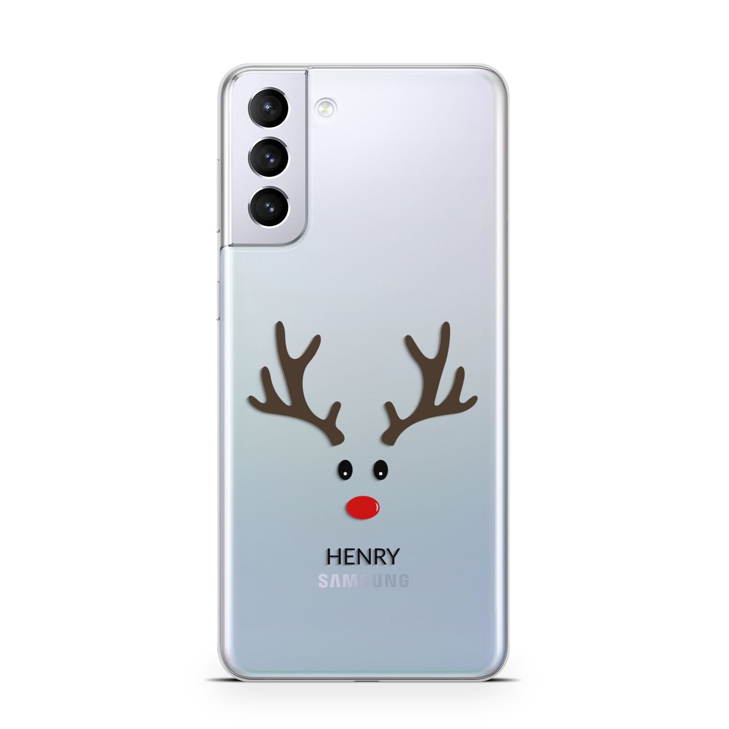 Personalised Reindeer Face Samsung S21 Plus Phone Case