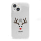 Personalised Reindeer Face iPhone 13 Mini Clear Bumper Case