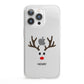 Personalised Reindeer Face iPhone 13 Pro Clear Bumper Case