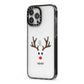 Personalised Reindeer Face iPhone 13 Pro Max Black Impact Case Side Angle on Silver phone