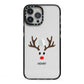 Personalised Reindeer Face iPhone 13 Pro Max Black Impact Case on Silver phone