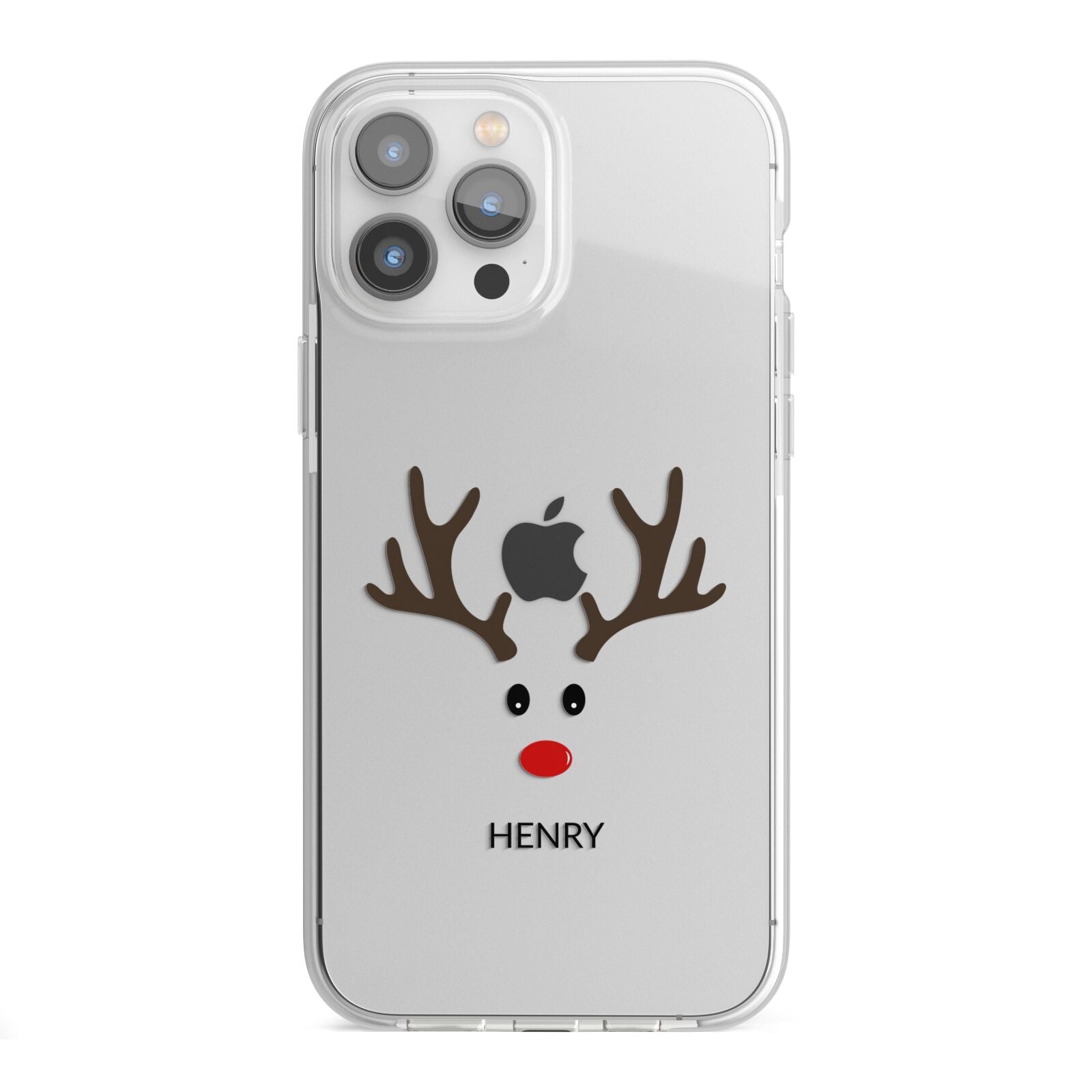 Personalised Reindeer Face iPhone 13 Pro Max TPU Impact Case with White Edges