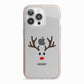 Personalised Reindeer Face iPhone 13 Pro TPU Impact Case with Pink Edges