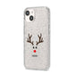Personalised Reindeer Face iPhone 14 Glitter Tough Case Starlight Angled Image